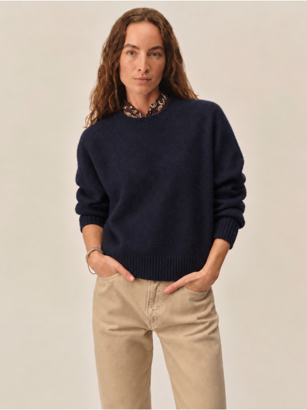 Buck Mason dark navy Wool crewneck sweater size L
